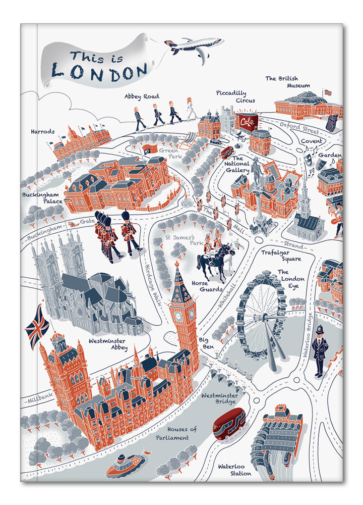 Hardback A5 Notebook - This is London Map - Graphic Line