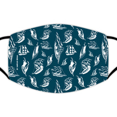 Face Mask With Filters - Boats on Teal