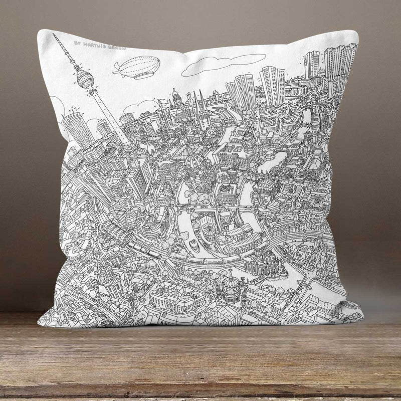 Cushion Triptych - Berlin Looking South - Line Drawing