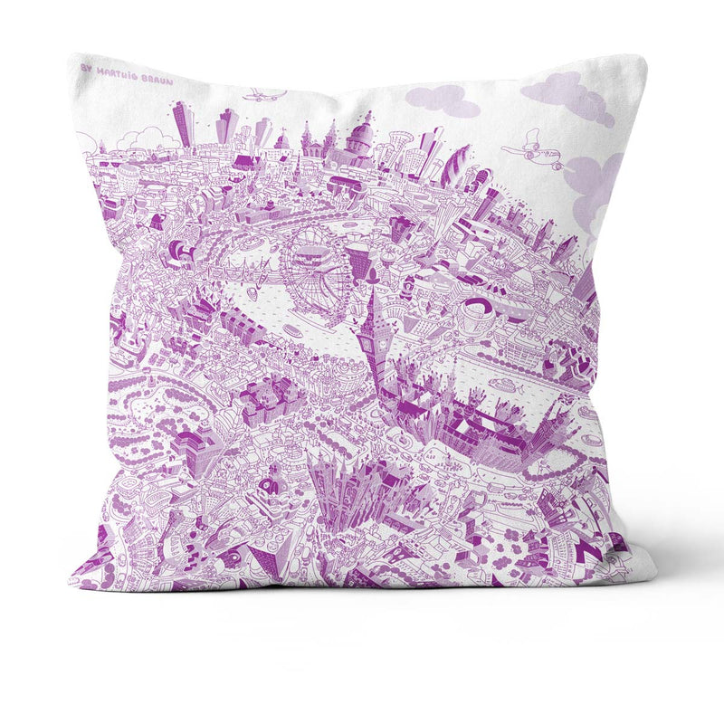 Throw Cushion - London Looking East in Purple
