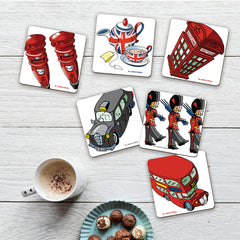 Set of 6 Melamine Coasters - British Icons