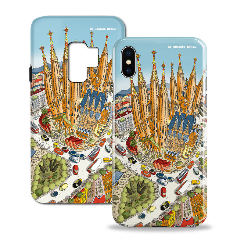 Smartphone 3D Case - Barcelona, Around The Sagrada Familia in Full Colour