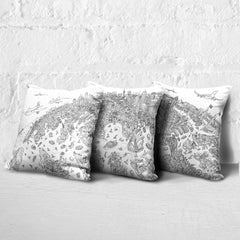 Cushion Triptych - London Looking West in White on Blue