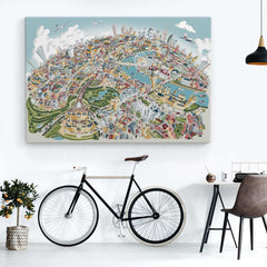 Limited Edition Edition Canvas - London Looking East in Pastel Colours