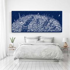 Limited Edition Canvas - London Looking West in Festive Blue