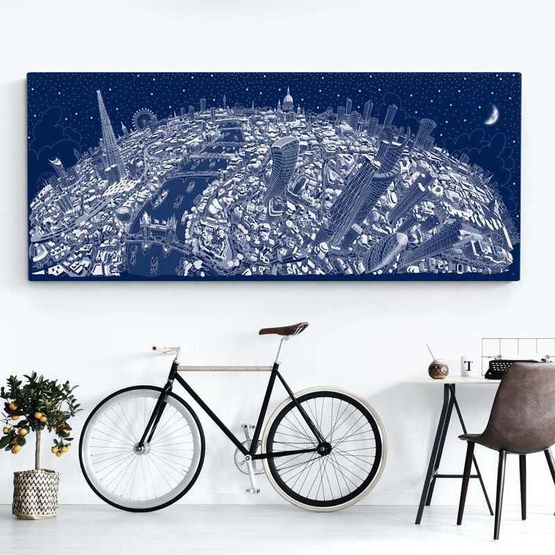 Limited Edition Canvas - London Looking West in Festive Blue