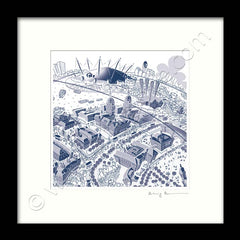 Square Mounted Art Print - Maritime Greenwich - Blue (Signed)