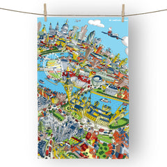 Cotton Tea Towel - London Looking East - Full Colour (Portrait)