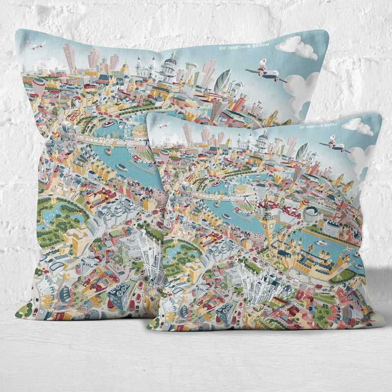 Throw Cushion - London Looking East in Pastel Shades