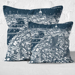 Throw Cushion - St Paul's & The City of London in White on Blue