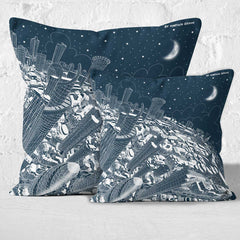 Throw Cushion - The City of London in White on Blue