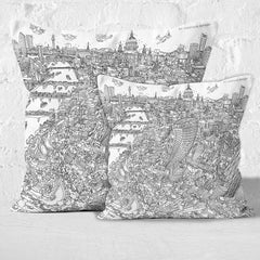 Throw Cushion - St Paul's & The City of London in Line Drawing