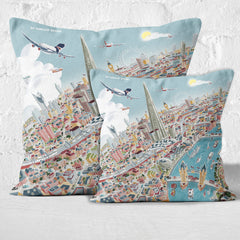 Throw Cushion - London Around The Shard in Pastel Shades