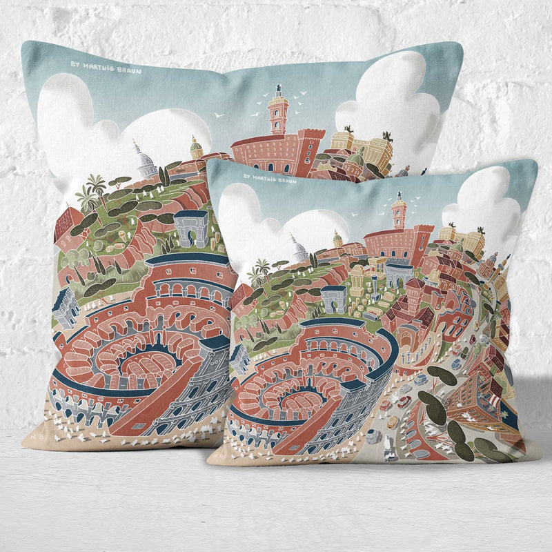 Throw Cushion - Rome, The Colosseum in Pastel Shades