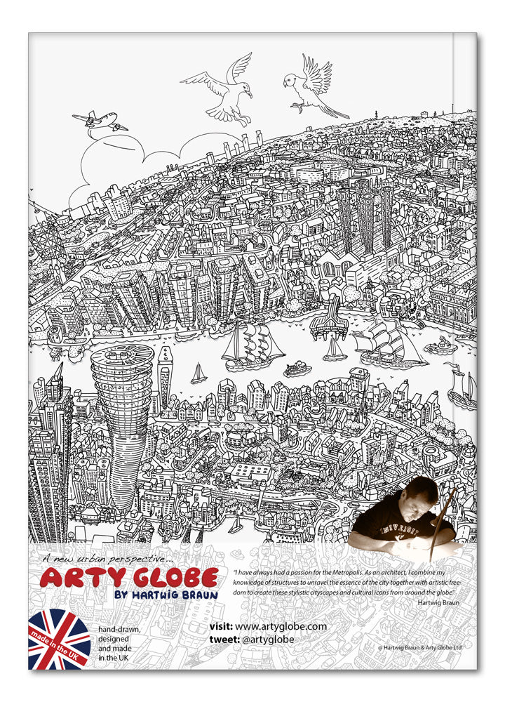 Hardback A5 Notebook - Greenwich to Canary Wharf - Line Drawing