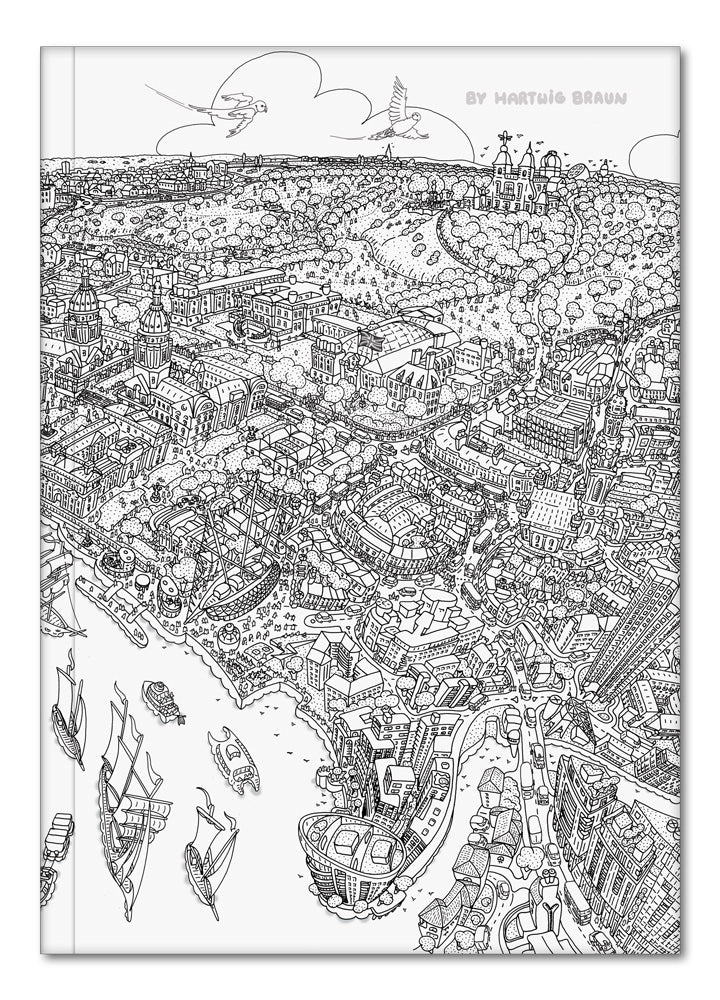 Hardback A5 Notebook - Greenwich to Canary Wharf - Line Drawing