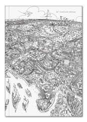 Hardback A5 Notebook - Greenwich to Canary Wharf - Line Drawing