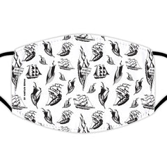 Face Mask With Filters - Boats on White