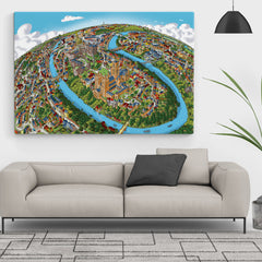 Open Edition Canvas - City of Durham in Full Colour
