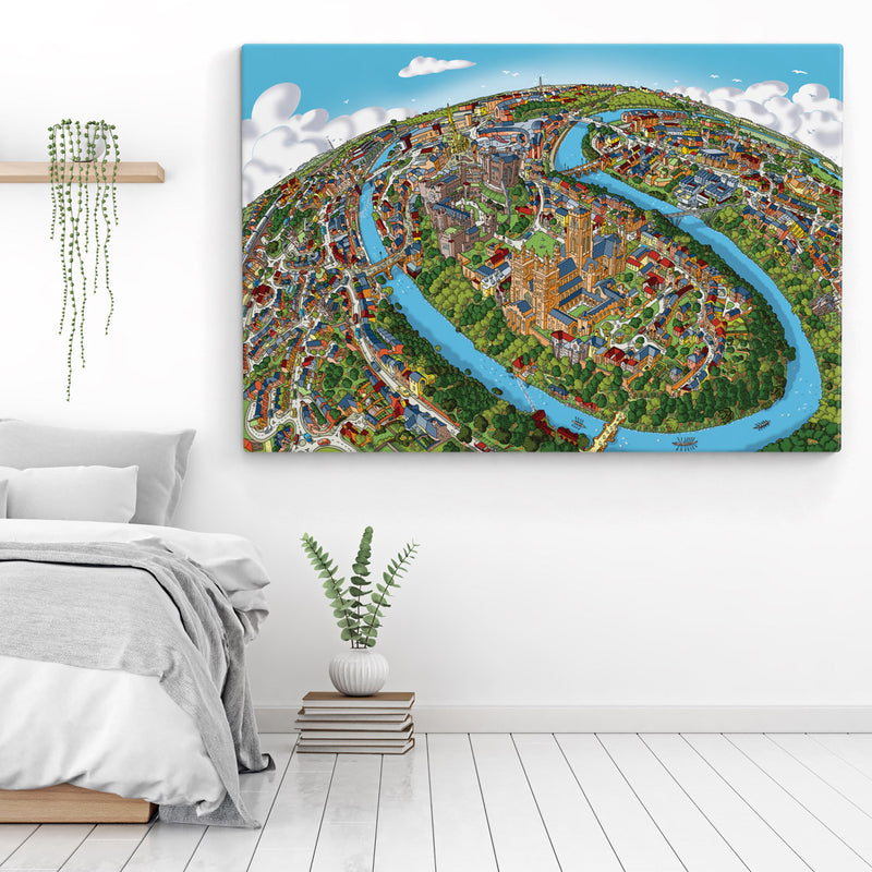 Open Edition Canvas - City of Durham in Full Colour