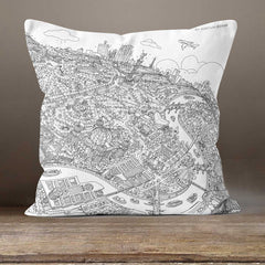 Cushion Triptych - Berlin Looking South - Line Drawing