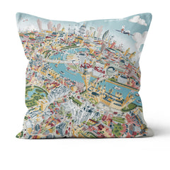 Throw Cushion - London Looking East in Pastel Shades