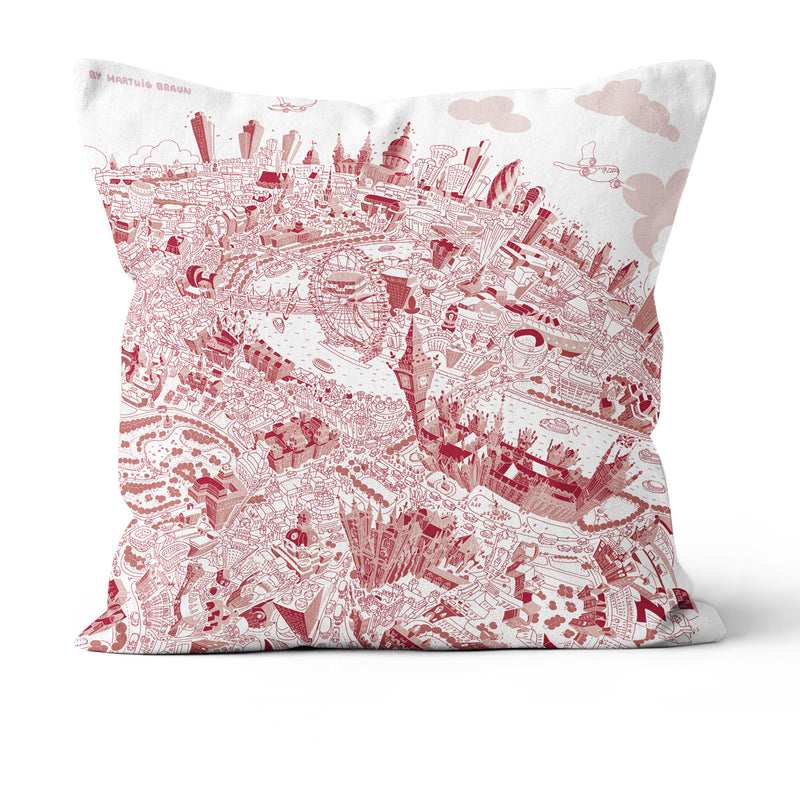 Throw Cushion - London Looking East in Red