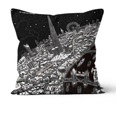 Throw Cushion - The City of London in White on Black