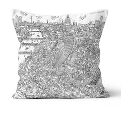 Throw Cushion - St Paul's & The City of London in Line Drawing