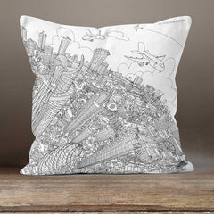 Cushion Triptych - London Looking West - Line Drawing