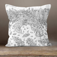 Cushion Triptych - Sydney Looking South - Line Drawing