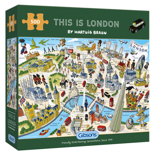 500 Piece Jigsaw Puzzle This is London Arty Globe by Hartwig Braun