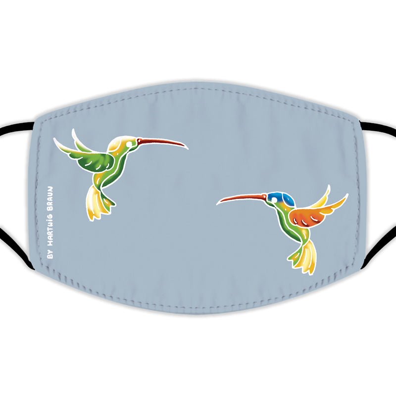 Face Mask With Filters - Two Hummingbirds