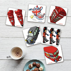 Set of 6 Melamine Coasters - London Scenes - Full Colour