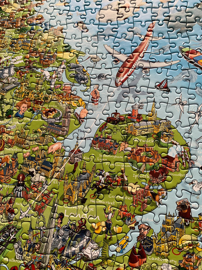 1,000 Piece Jigsaw Puzzle in Tin Box - Jolly Britain (Illustrated UK Map)