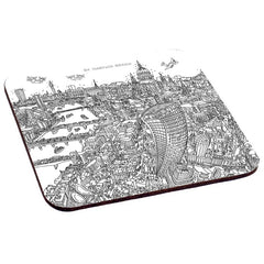 Set of 6 Melamine Coasters - London in Line Drawing