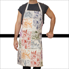 Adult Apron - London Mixed Scenes in Monochromatic Colours