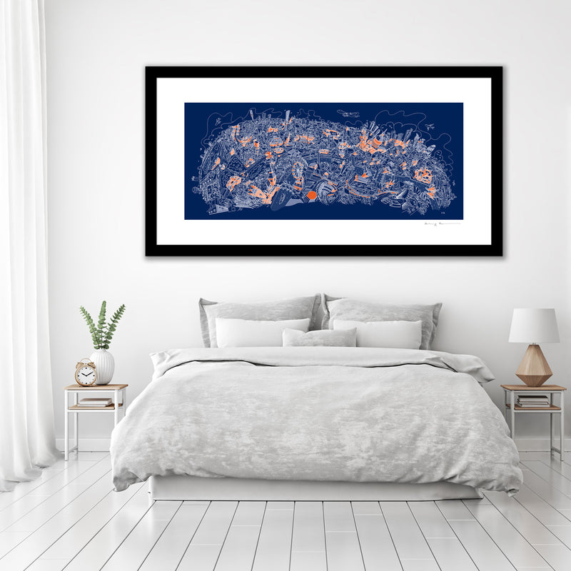 Large Art Print - London Looking North - on Blue (Open Edition)