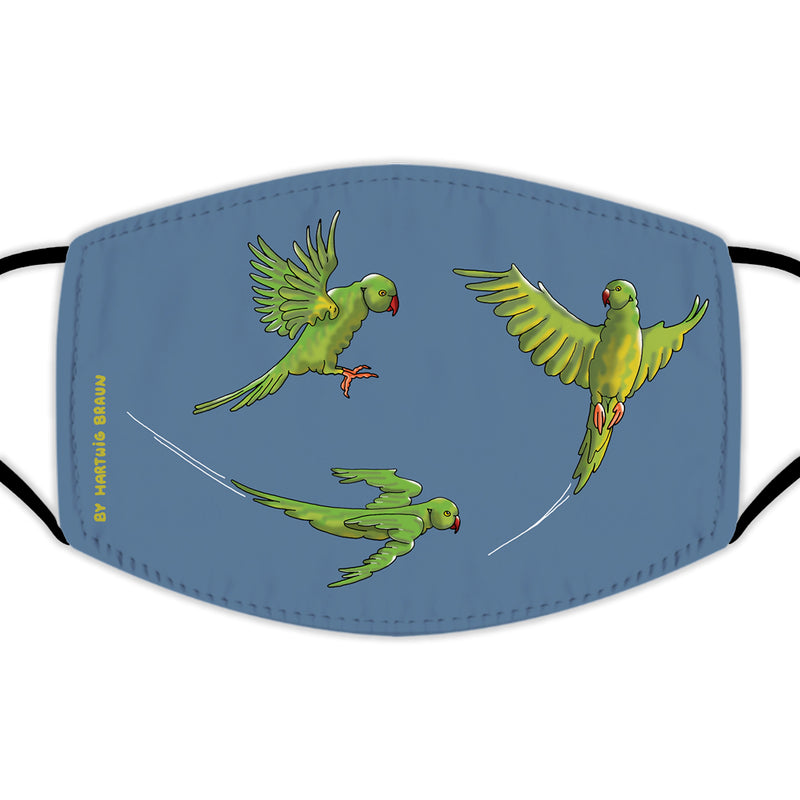 Face Mask With Filters - Three Parakeets