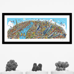 London Looking West Full Colour - Panoramic Art Print 60 x 25 cm (Signed)