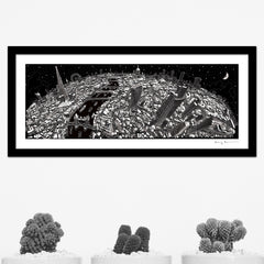 London Looking West Black & White - Panoramic Art Print 60 x 25 cm (Limited, Signed)