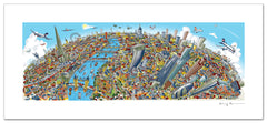 London Looking West Full Colour - Panoramic Art Print 60 x 25 cm (Signed)