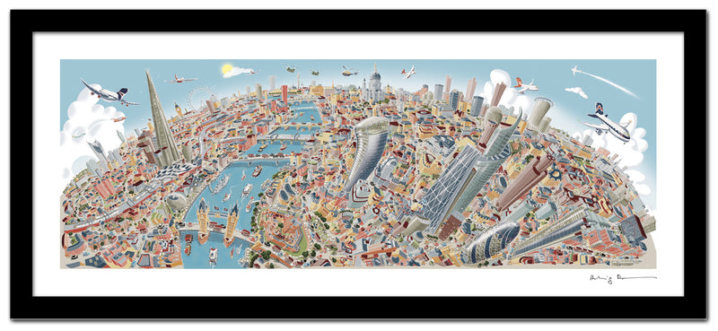London Looking West Pastel Shades - Panoramic Art Print 60 x 25 cm (Limited, Signed)
