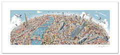 London Looking West Pastel Shades - Panoramic Art Print 60 x 25 cm (Limited, Signed)