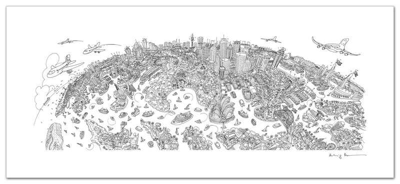 Sydney Looking South - Panoramic Art Print 60 x 25 cm (Limited, Signed)