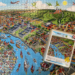 1,000 Piece Jigsaw Puzzle in Tin Box - Jolly Britain (Illustrated UK Map)