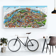 Open Edition Canvas - Battersea & Clapham Junction in Full Colours