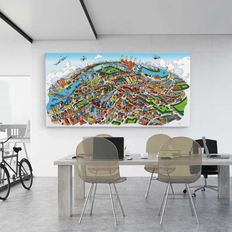 Open Edition Canvas - Battersea & Clapham Junction in Full Colours