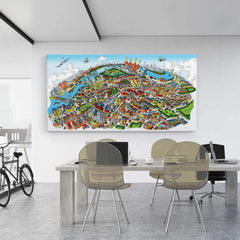 Open Edition Canvas - Battersea & Clapham Junction in Full Colours