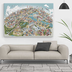 Limited Edition Edition Canvas - London Looking East in Pastel Colours